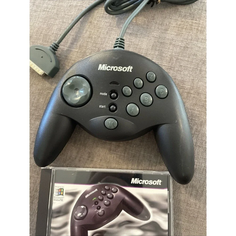 Microsoft SideWinder Game Pad Vintage PC USB Controller w/ Disc Software EUC